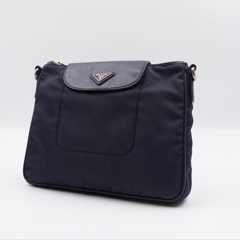 CB50 ❤️ PradaTessuto Nylon Saffiano Crossbody Bag Blue - Picture 4 of 14